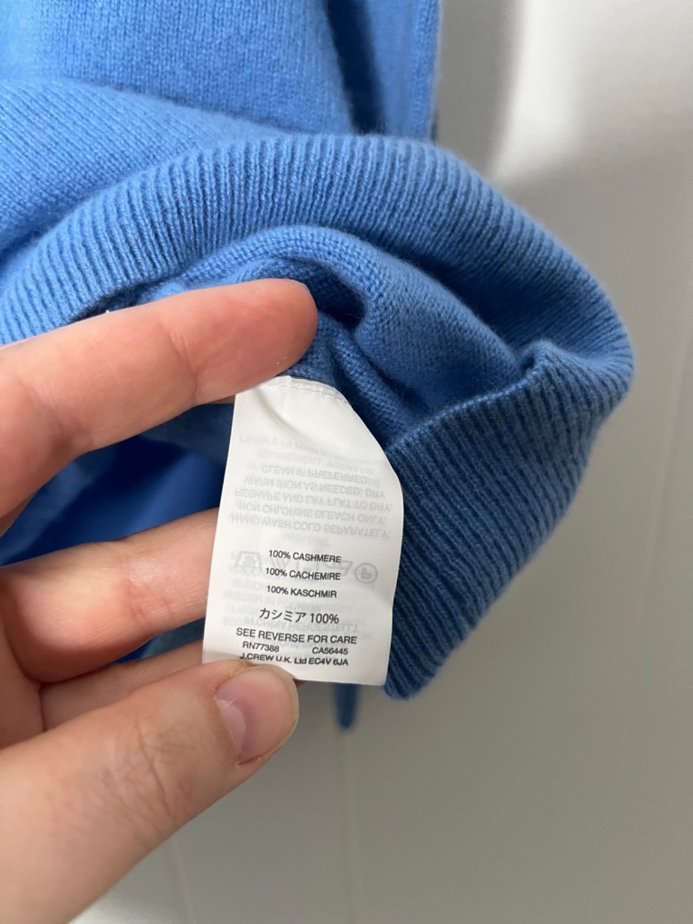 J. Crew 100% Cashmere Sky Blue V-Neck Sweater Drop Shoulder Women's S - Picture 7 of 8